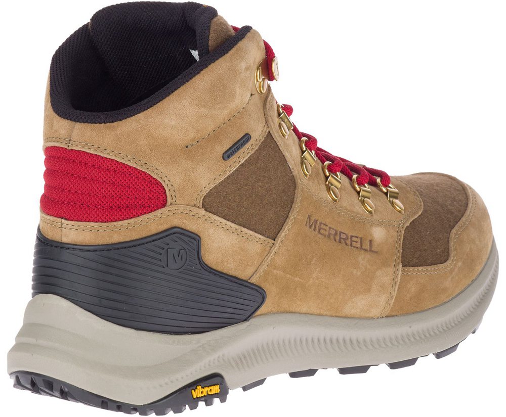 Merrell Boots Brown - Ontario 85 Wool Mid Waterproof - Mens 38ILFGMTB